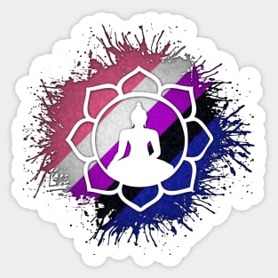 Paint Splatter Gender Fluid Pride Flag Lotus Symbol Sticker